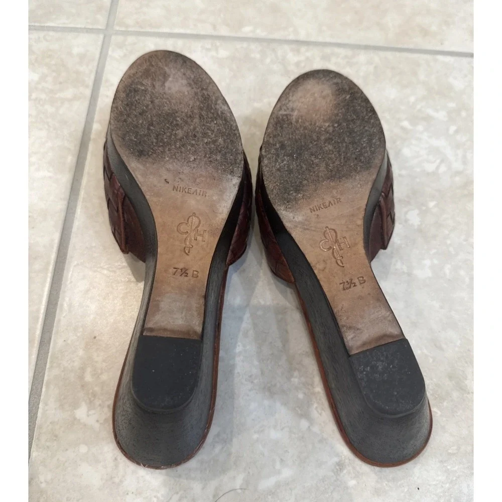 Cole Haan‎ Air Footbed Slip On Brown Woven Leather Wedge Sz 7.5 B Comfort